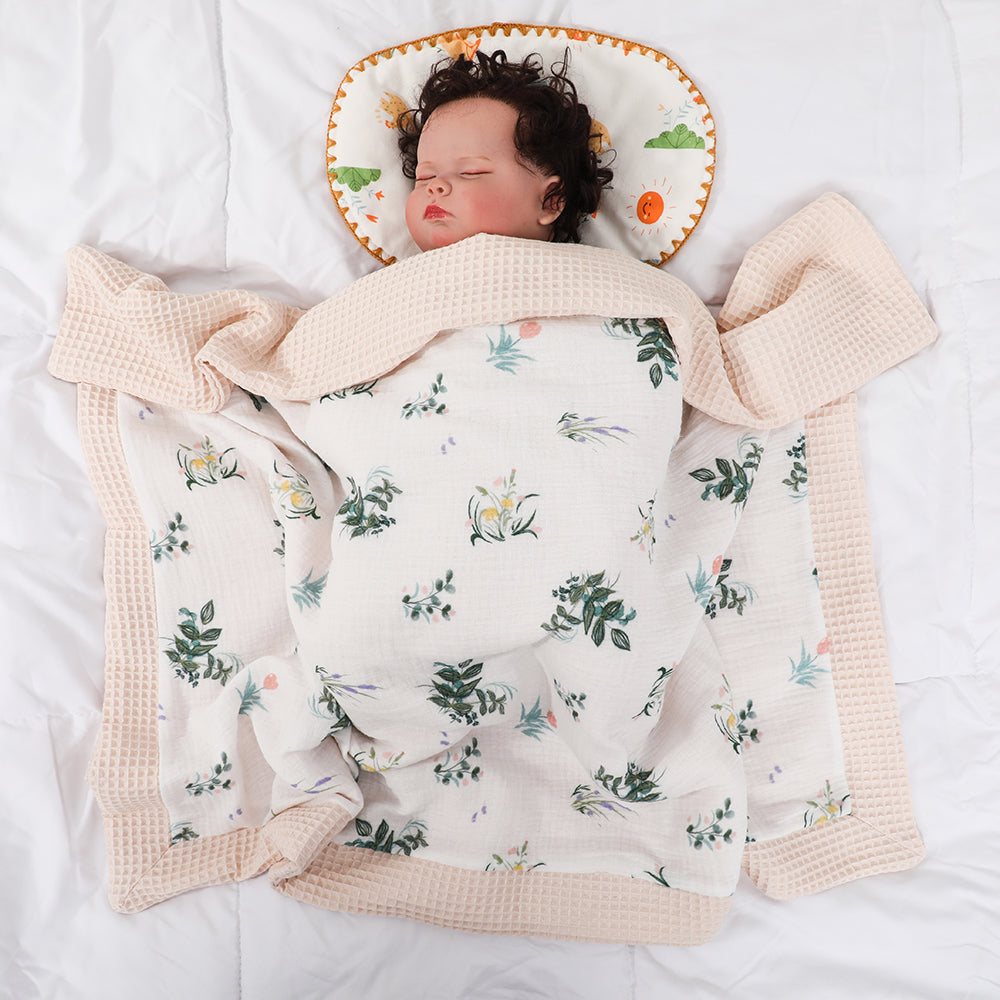 Crepe waffle double-layer blanket(plant)